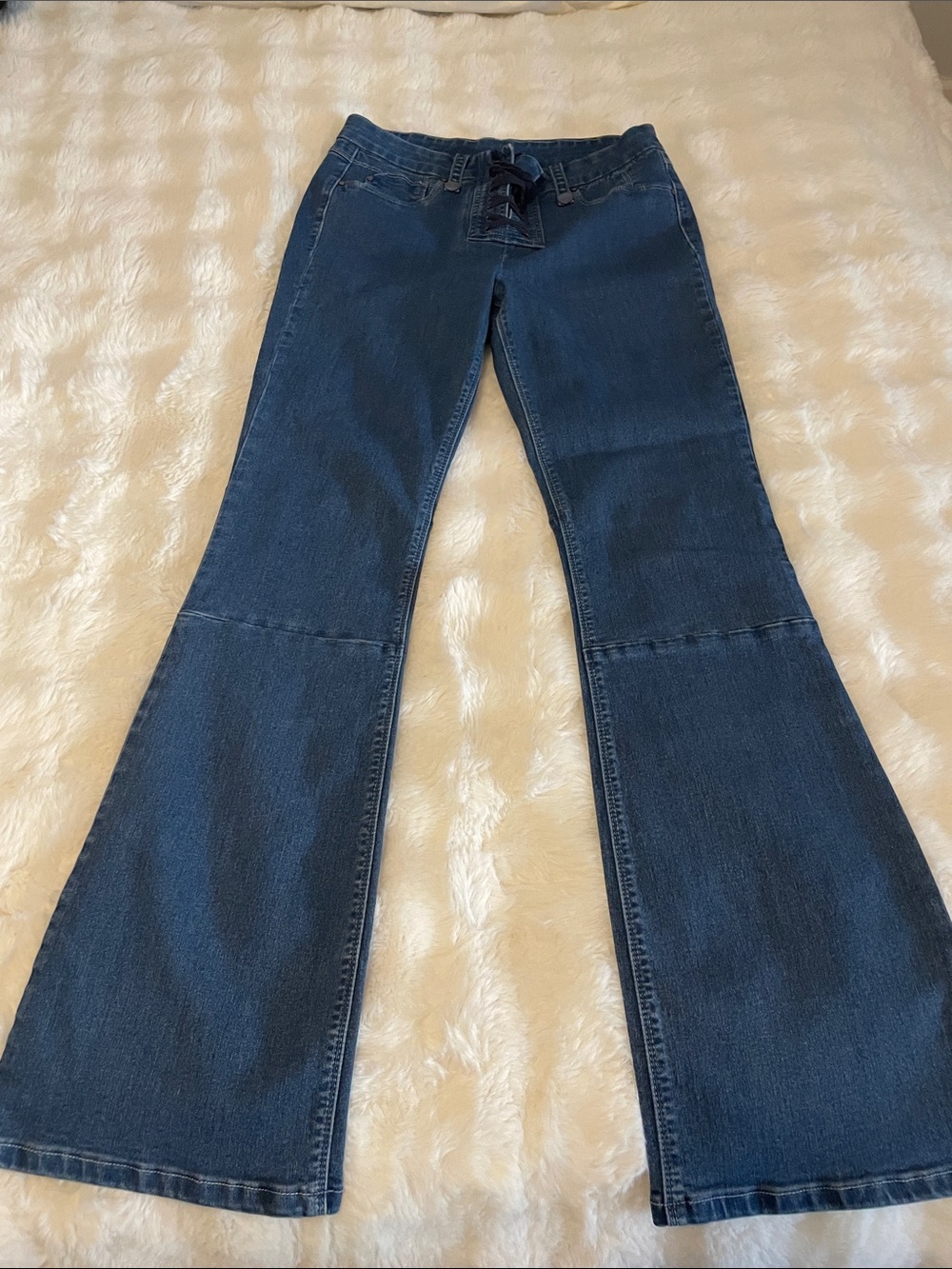 Laurie Felt Stretch Black Lace-Up Front Flared Pants Size XS